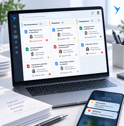 Сразу видно, где находится документ и кто отвечает